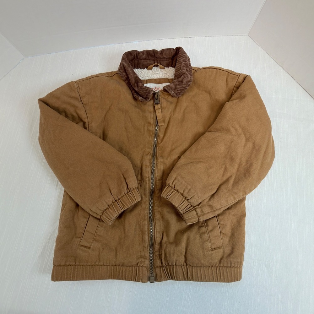 Cat & Jack Workwear Jacket Toddler 3T Tan Barn Coat Sherpa Lined Corduroy Collar